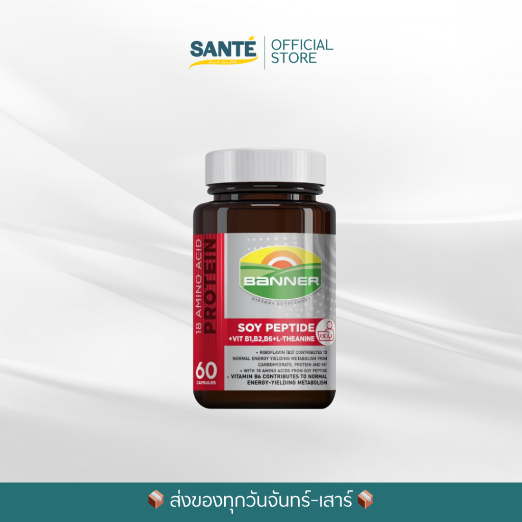 Banner Soy Protein + Lecithin แบนเนอร์ สีแดง ซอย โปรตีน เลซิติน บำรุงร่างกาย 30/60 เม็ด