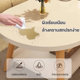 โต๊ะห้องรับแขก 2 ชั้น โต๊ะกลางโซฟา 120/100/80/60cm โต๊ะกาแฟ ไม้แท้ ทนทาน สวยงาม