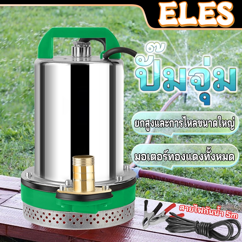 ปั๊มแช่ ปั๊มน้ำไฟฟ้า ปั๊มไดโว่ ปั๊มจุ่ม 1นิ้ว 24V 300W ปั๊มบาดาล สแตนเลส ใช้แบตเตอรี่ มอเตอร์ทองแดงแท้