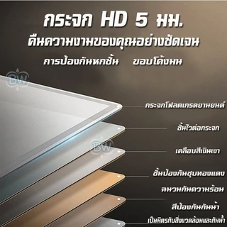 กระจกห้องน้ํา กระจกติดผนัง ไฟ LED สามสี ฟังก์ชันปรับแสงแบบไม่มีขั้นบันได ฟังก์ชันล้างหมอก แสดงเวลาและอุณหภูมิ