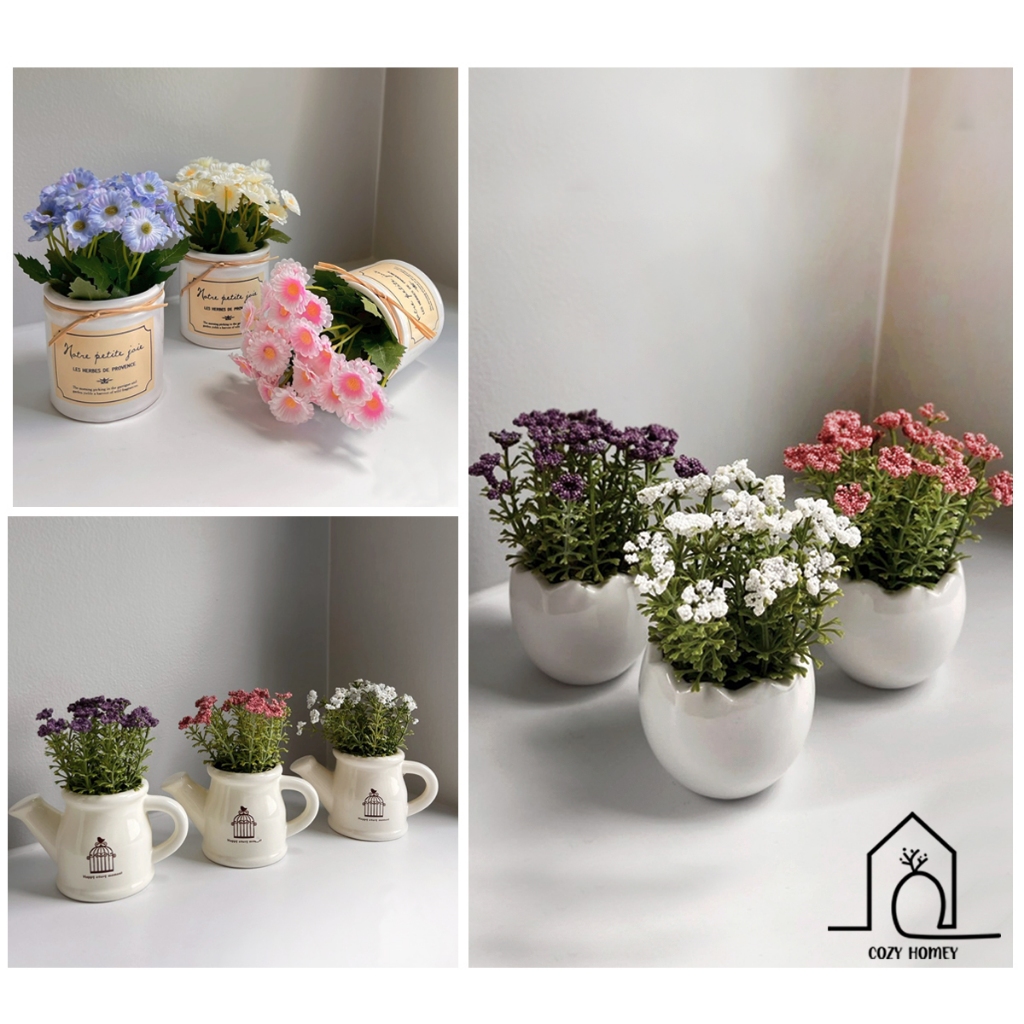 ดอกไม้ปลอม พร้อมกระถาง ขนาดเล็ก | Small Ceramic Pot with Artificial Flower - Cozy Homey