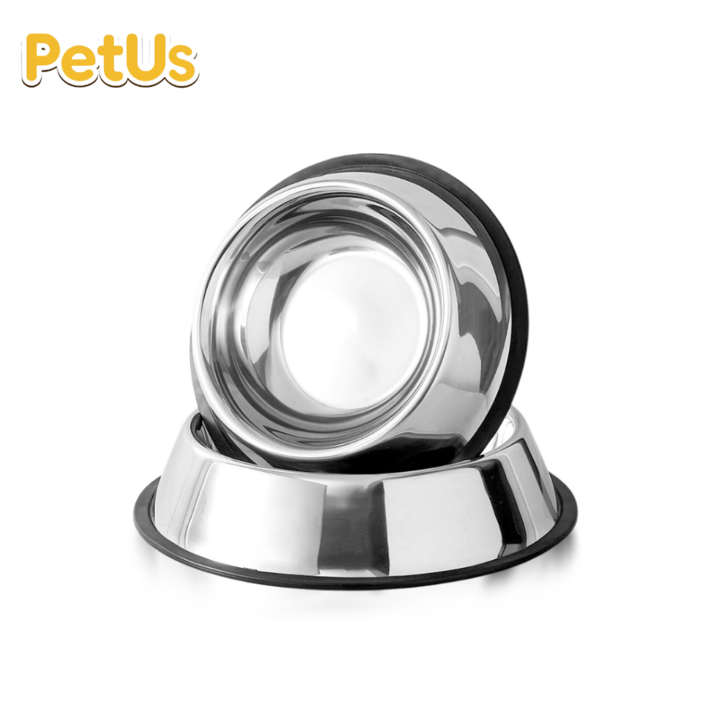 Petus ชาม ชามใส่อาหาร สุนัข แมว ชามสัตว์เลี้ยง ชามสแตนเลส มีขอบยางกันลื่น Steel Pet Basin