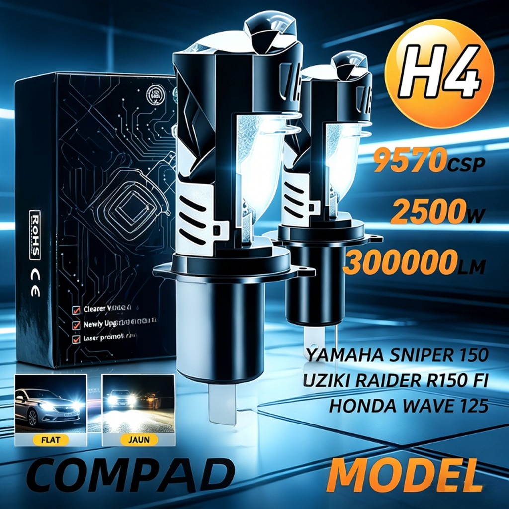 เปลี่ยนหลอดไฟหน้า H4 เป็น LED 10000LM สำหรับมอเตอร์ไซค์ แสงขาวสว่าง ปลอดภัย เพิ่มการมองเห็นกลางคืน กันแสงสะท้อน พัดลมช่ว