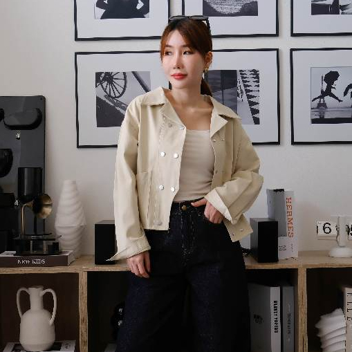 Lawyer Store [ 737275 ] เสื้อคอปกแขนยาว กระดุมคู่ กระเป๋าใช้งานได้จริง กระดุมแป๊กใช้งานได้จริง ผ้ายีนส์  ใส่เท่ห์ แมทช์ไ ราคา ถูกที่สุด ดีลบีเคเค แกลเลอรีภาพที่ 7
