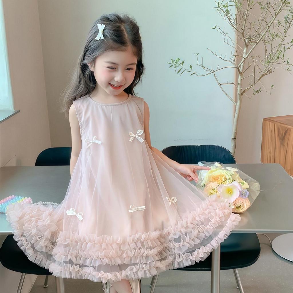 PRINCESS KESLI ดรสเด็กผู้หญิง ชุดราตรีเด็กหญิง ชุดเดรสกระโปรง แขนกุด สำหรับวันเกิด ปาร์ตี้ น่ารักมาก 1-9 ปี รูปที่ 3
