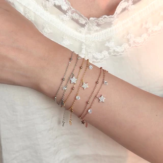 Socrush.bkk | SPARKLING STAR bracelet | SB-081 |สร้อยข้อมือ ดาว กำไล เพชร จี้ดาว จี้เพชร สองเลเยอร์