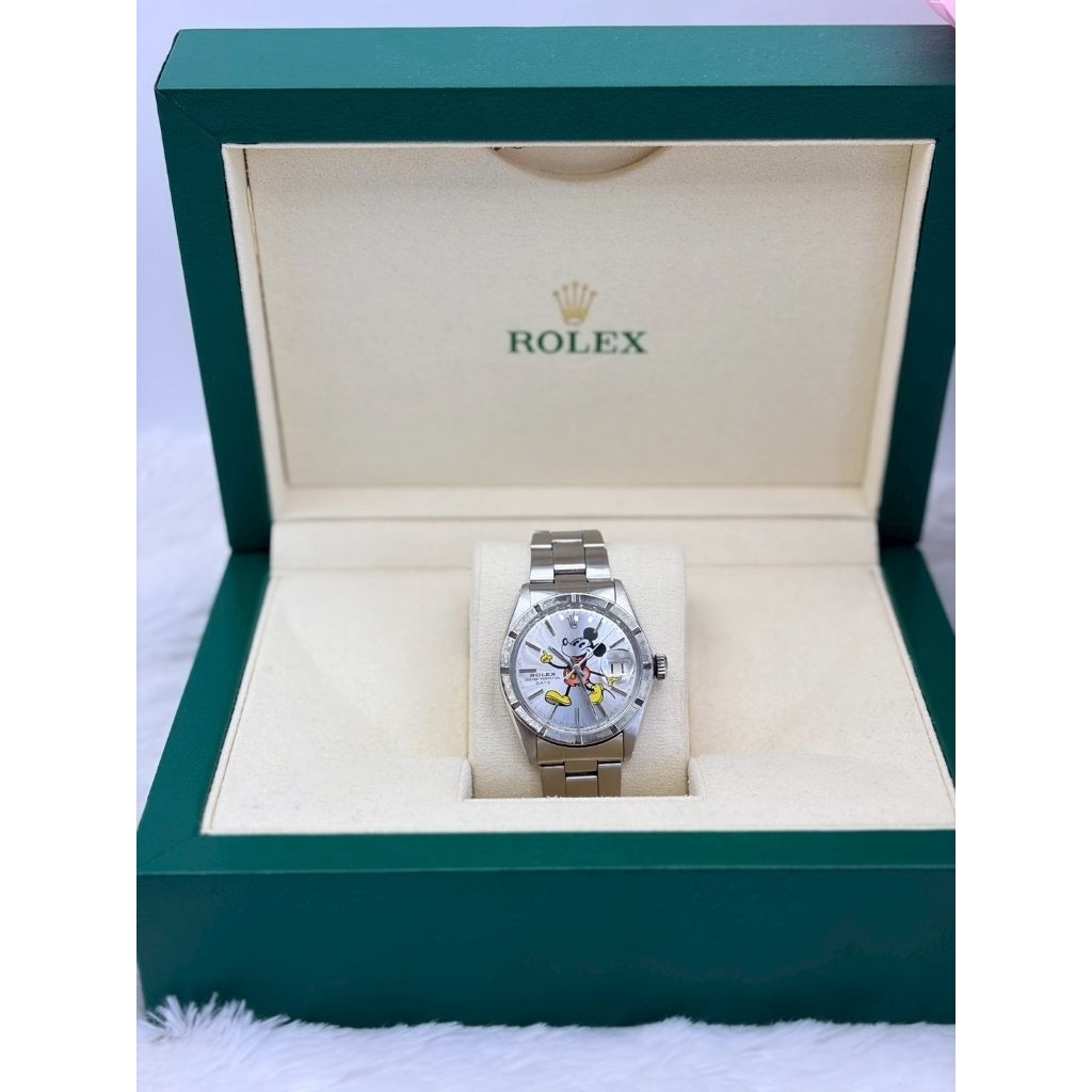 Rolex ของแท้ มือสอง มิกกี้หน้าขาวสุดคิ้วท์ size34mm.