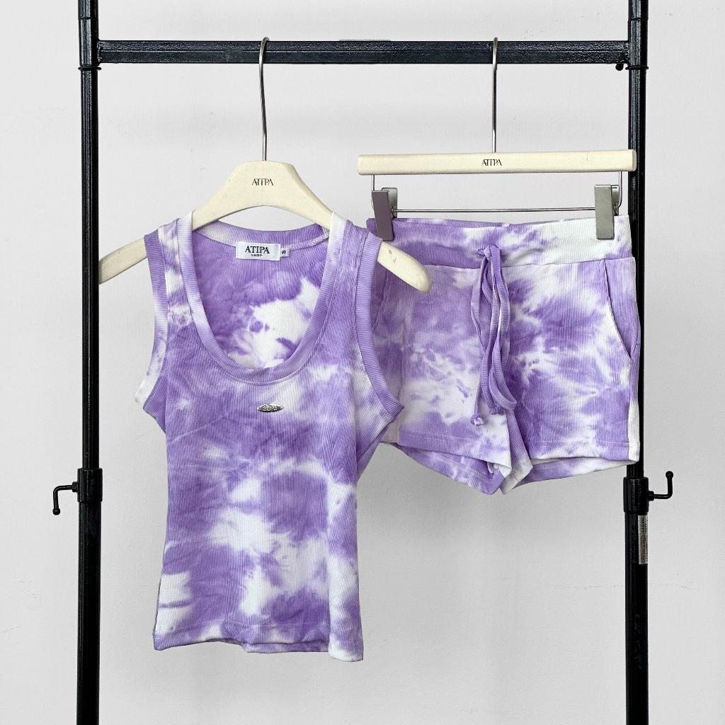 Atipashop - Ocean Crush Set ชุดเซ็ตเสื้อกล้ามและกางเกงขาสั้น ผ้ามัดย้อม ยืดเยอะ ใส่สบาย รูปที่ 5