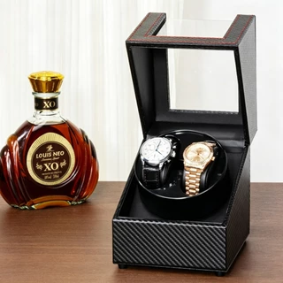 กล่องหมุนนาฬิกา 2 เรือน PUหนังคลาสสิก Watch Winder กล่องหมุนนาฬิกาอัตโนมัติ เครื่องหมุนนาฬิกา xd