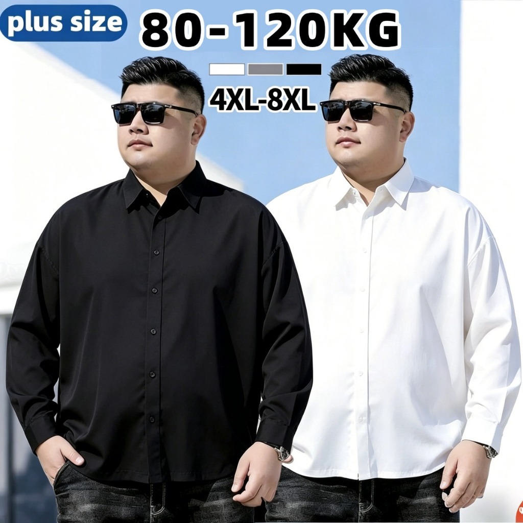 🔥4XL-8XL🔥เสื้อผู้ชายไซส์ใหญ่ เสื้อแขนยาวชาย เนื้อผ้าไม่หนาใส่สบาย โอเวอร์ไซส์  คนอ้วนก็ใส่ได้