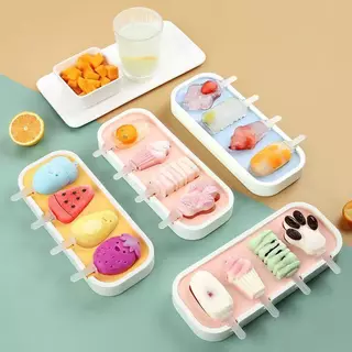 แม่พิมพ์ไอศกรีม ซิลิโคนเกรดอาหาร 4 ช่อง ถอดแยกได้ ทำไอติม ไอศกรีม น้ำแข็ง DIY ถอดง่าย ล้างง่าย