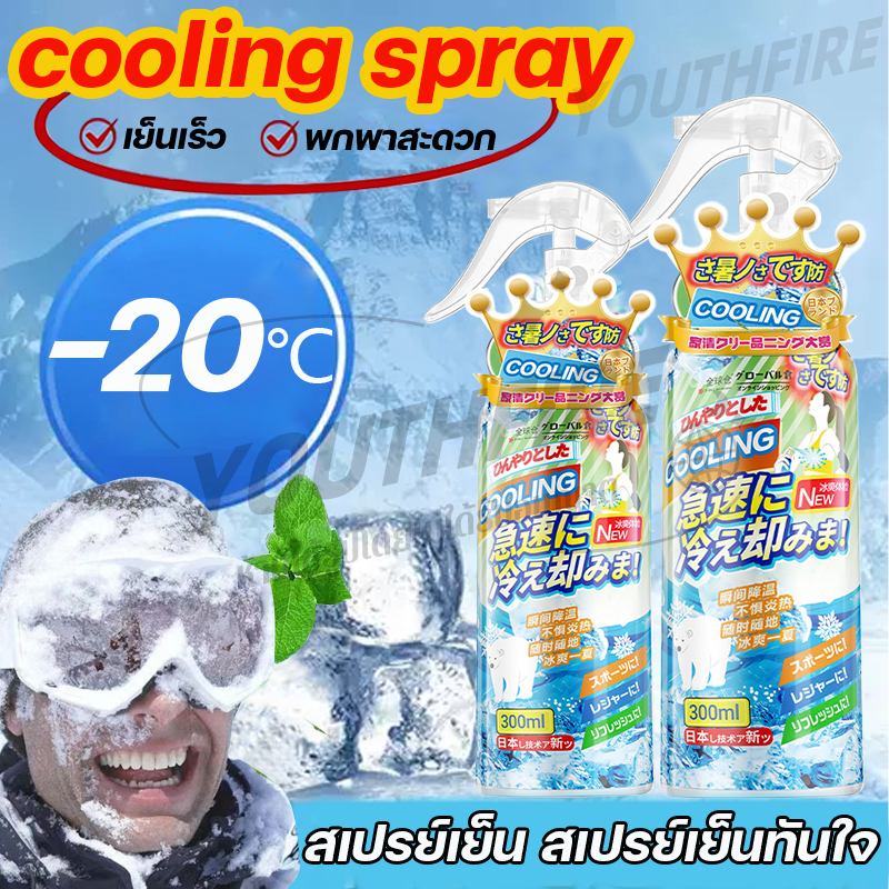 🧊สเปรย์เย็นพกพา🧊สเปย์เย็น ส่วนประกอบธรรมชาติ ปลอดภัยไม่ระคายเคือง ให้เย็นได้นาน สเปรย์เย็น cooling spray 300ml