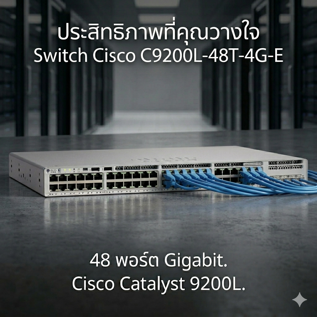 Cisco Switch C9200L-48T-4G-E (มือสองสภาพพร้อมใช้งาน)