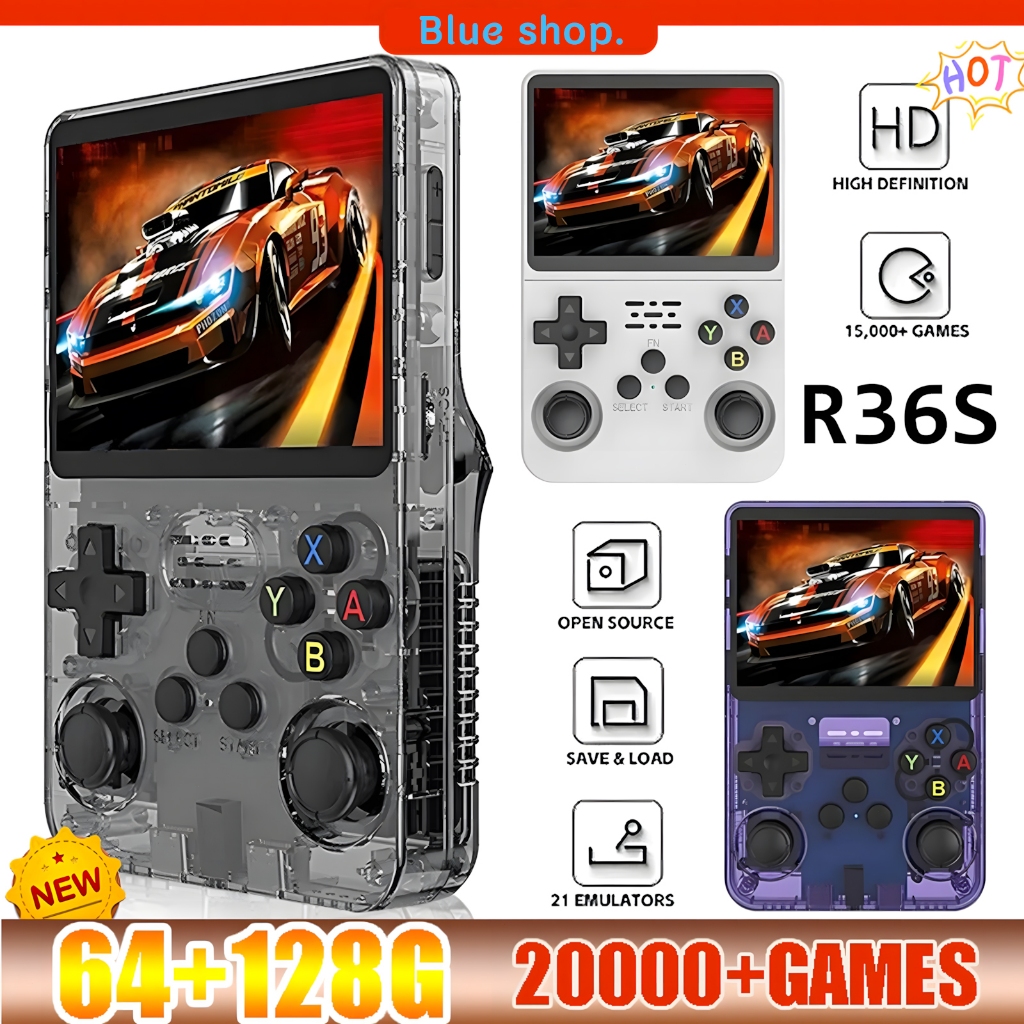 2569 ครื่องเล่นเกมพกพา R36S R36H Retro Game Console 128GB วิดีโอเกม เกมคอนโซลแบบพกพาสามารถชาร เครื่อ