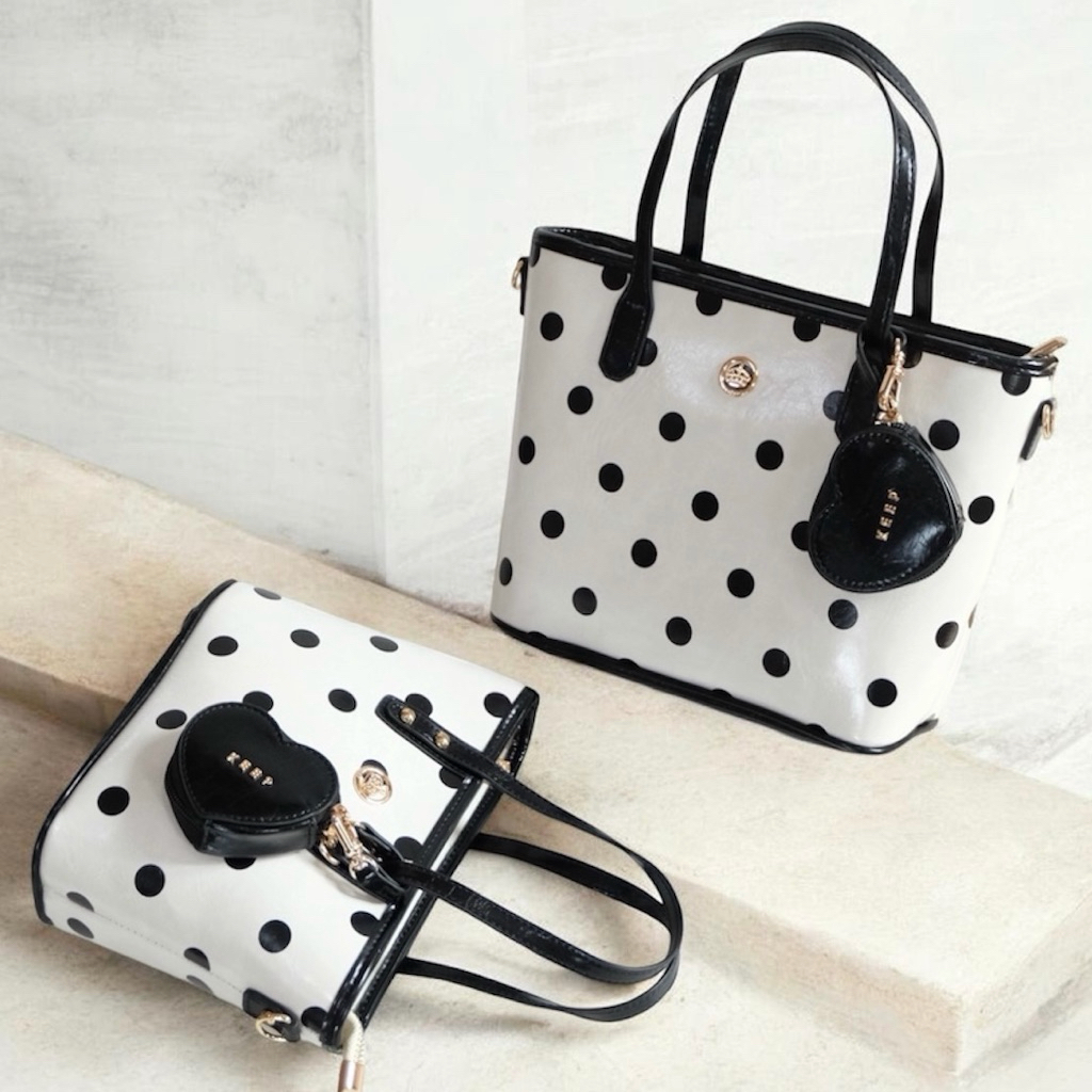 [ New Lot - Polkadot  Pattern ] KEEP ’ Beyond ' กระเป๋า Tote Size Mini [มีบริการหลังการขาย]