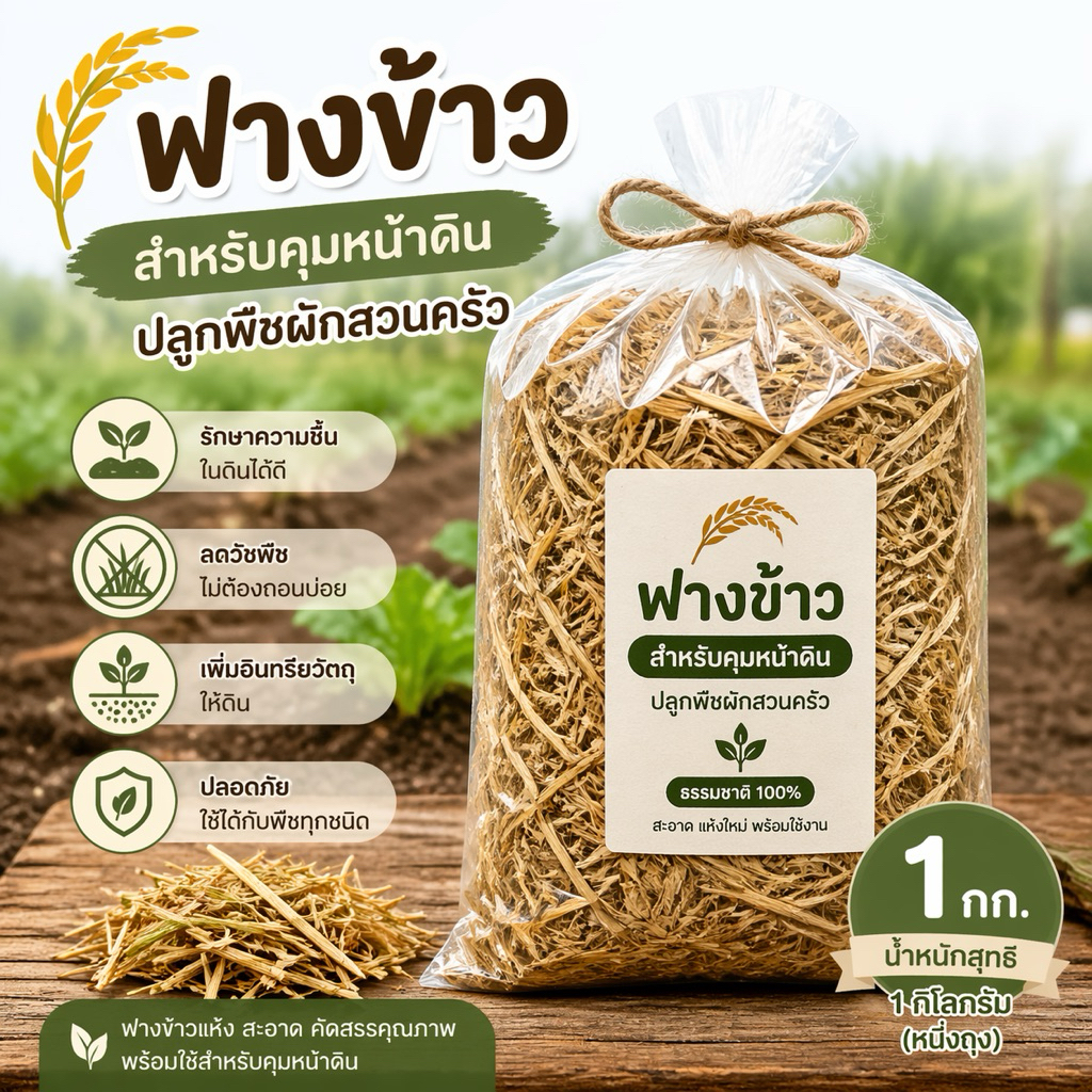 ฟางข้าวคลุมหน้าดิน ปลูกพืช สารพัดประโยชน์