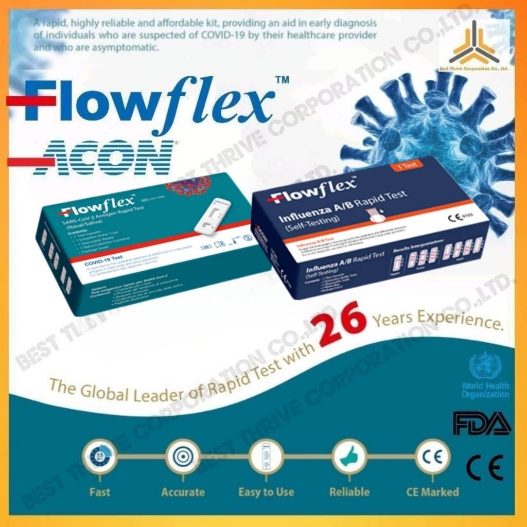 ATK ชุดตรวจโควิด-19 SAR-CoV-2 Antigen Rapid Test ยี่ห้อ Flowflex 2in1 (จมูก/น้ำลาย) SET1TEST ของแท้ราคาถูกตรวจomicronได้