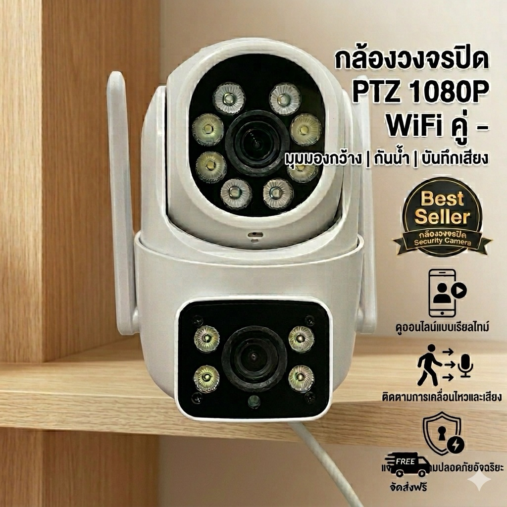ICSEEกล้องวงจรปิดcctv wifi ICSEE-Q138เลนส์คู่ HD 4K การติดตามการเคลื่อนไหว คืนวิสัยทัศน์อินฟราเรด, I