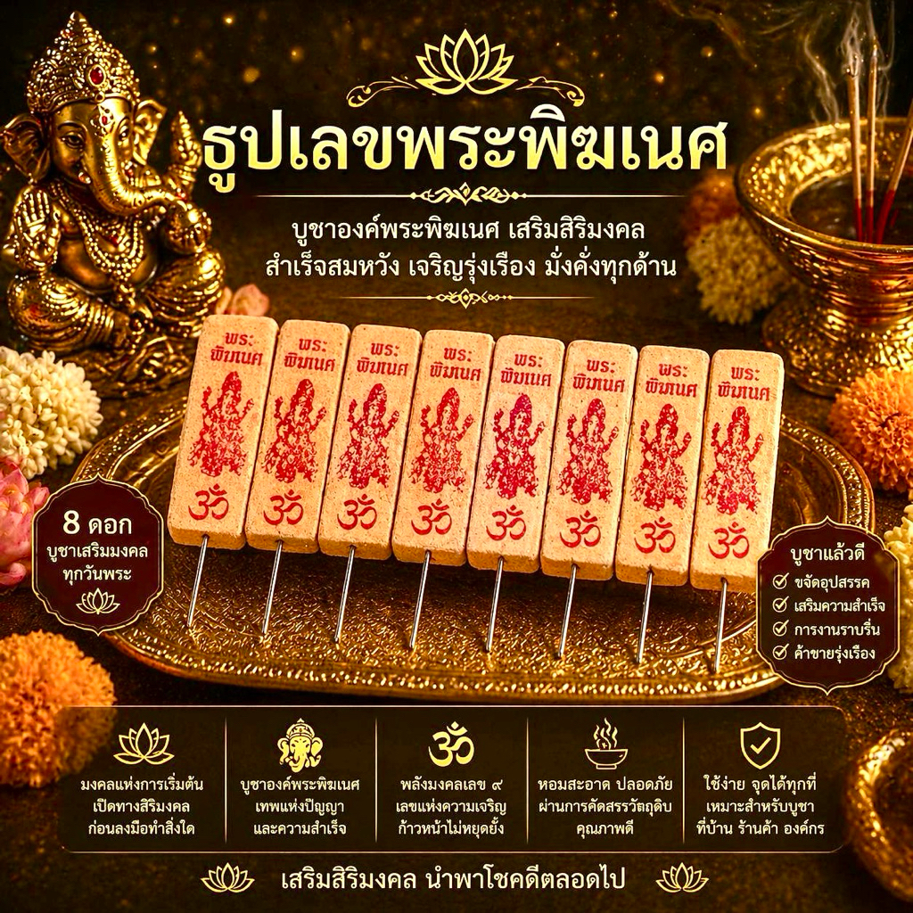 [ส่งด่วน] ธูปหวย ธูปเลขพระพิฆเนศมหาทรัพย์ ธูปเลขพญานาคราช ผ่านพิธีปลุกเสก แม่นมาก เปิดดวง รับโชค รวย เฮง