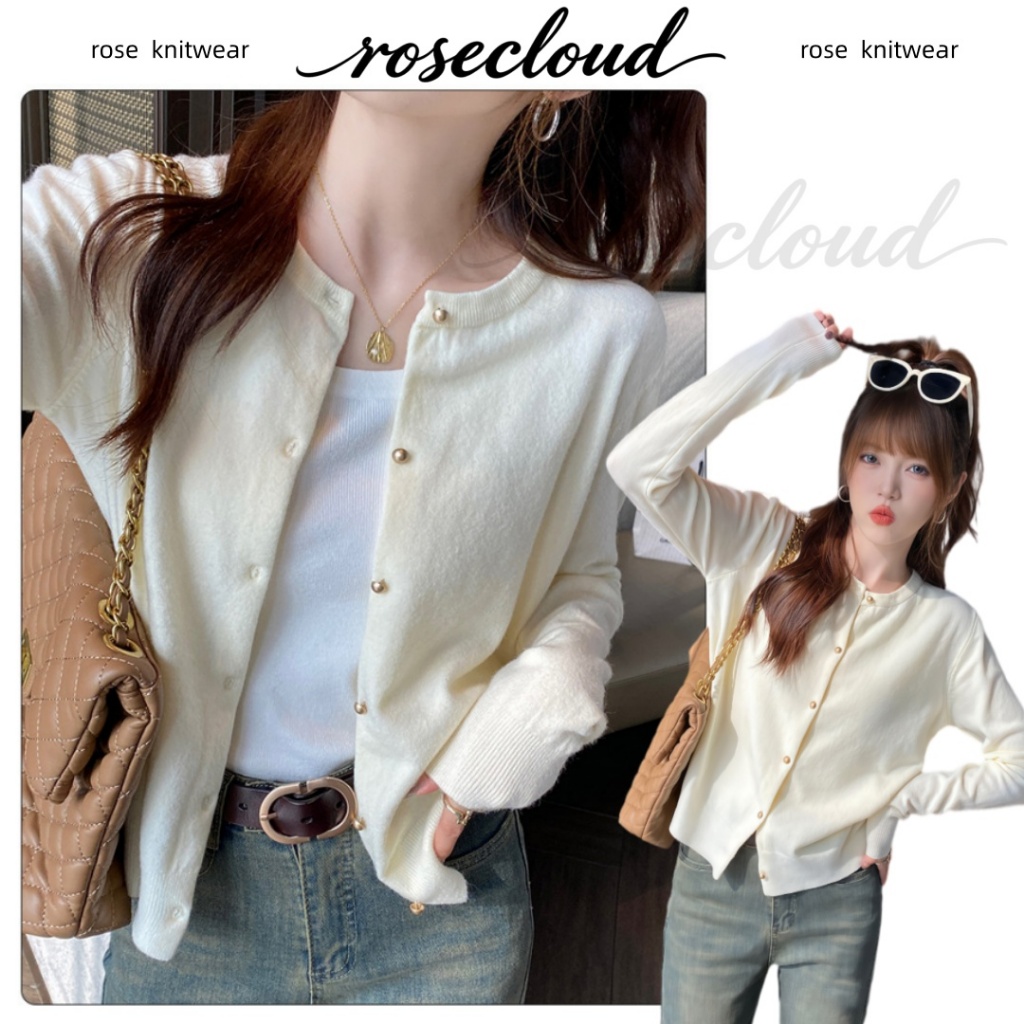 🌟rosecloud🌟เสื้อคาร์ดิแกนถักสำหรับผู้หญิง น้ำหนักเบา เหมาะสำหรับฤดูร้อน กันแดด เนื้อผ้านุ่มสบาย