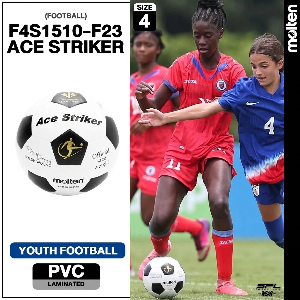 Molten ลูกฟุตบอลหนัง เบอร์ 4 Football PVC th F4S1510-F23 ACE WH/BK (490)