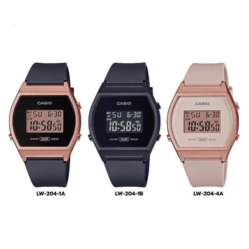 CASIO นาฬิกาข้อมือผู้หญิง สายเรซิ่น รุ่น LW-204,LW-204-1A,LW-204-1B,LW-204-4A
