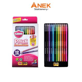 Master Art มาสเตอร์อาร์ต ดินสอสี 12 สี รุ่น Pinxx ระบายนํ้าได้ สีเสริมพัฒนาการเด็กวัย 3 ขวบขึ้นไป