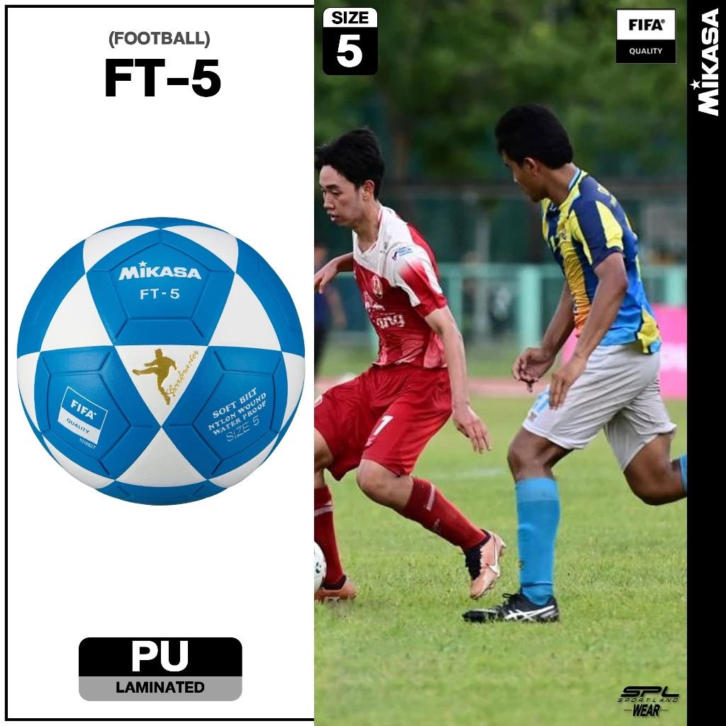 MIKASA มิกาซ่า ลูกฟุตบอลหนังอัด Football PU เบอร์ 5 Th FT-5WB-FQ (1590)