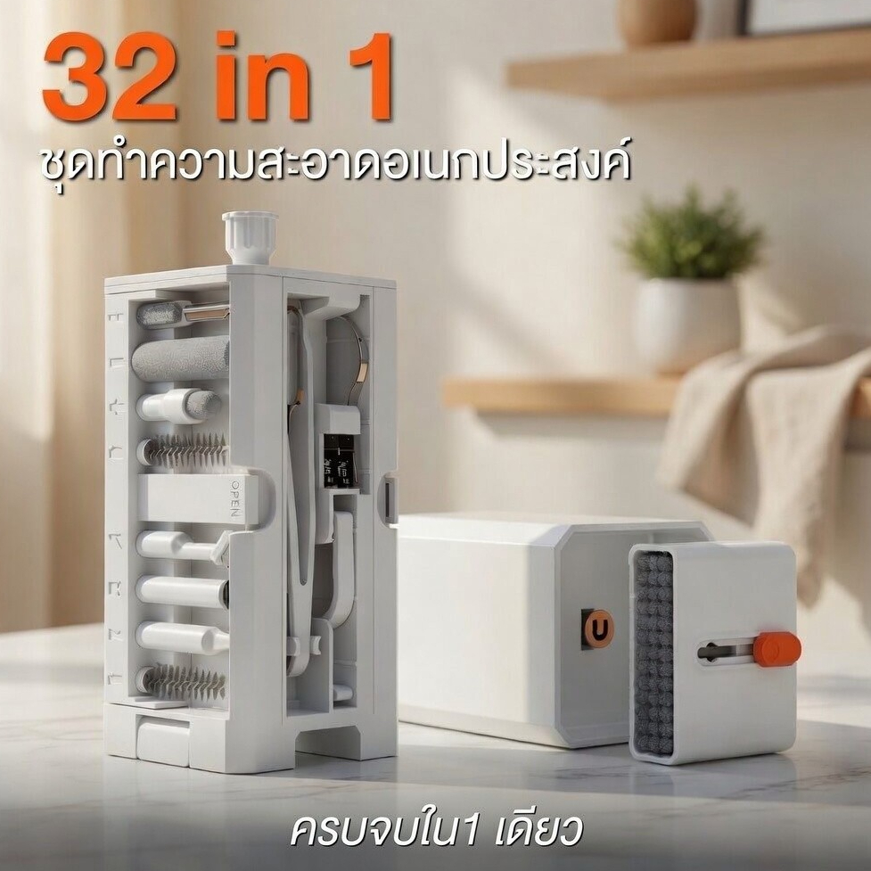 32 in 1 ชุดเเปรงทำความสะอาดอเนกประสงค์ รุ่นอัปเดตใหม่ กล่องเครื่องมือสารพัดประโยชน์สำหรับมือถือ พร้อมส่ง