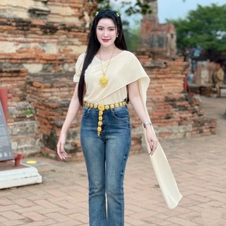 สินค้าพร้อมส่ง (เฉพาะเสื้อสไบ) เสื้อสไบประยุคสำเร็จรูป ผ้าวูลเวฟ แขนตุ๊กตา ใส่แมท งานบุญ งานบวช งานเทศกาล A7664