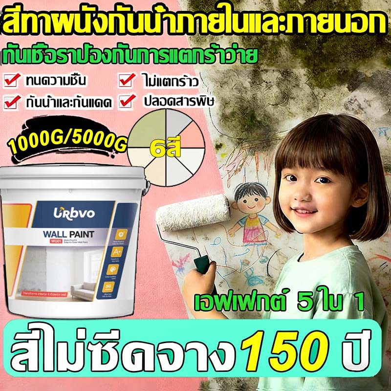 🔥NEW🔥150ปีไม่เสีย สียางพาราผนังภายนอก สีน้ำยางพารา สีทาผนังกันน้ำ  สีทาภายนอกภายใน สีทาบ้านภายนอก ลบรอยผนัง กันเชื้อรา