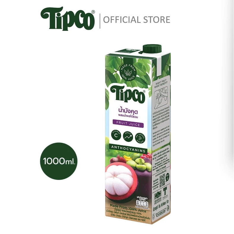 TIPCO น้ำมังคุดผสมน้ำผลไม้รวม Mangosteen & Mixed Fruit 100%  ขนาด 1000 มล. Exp. 12/7/2026