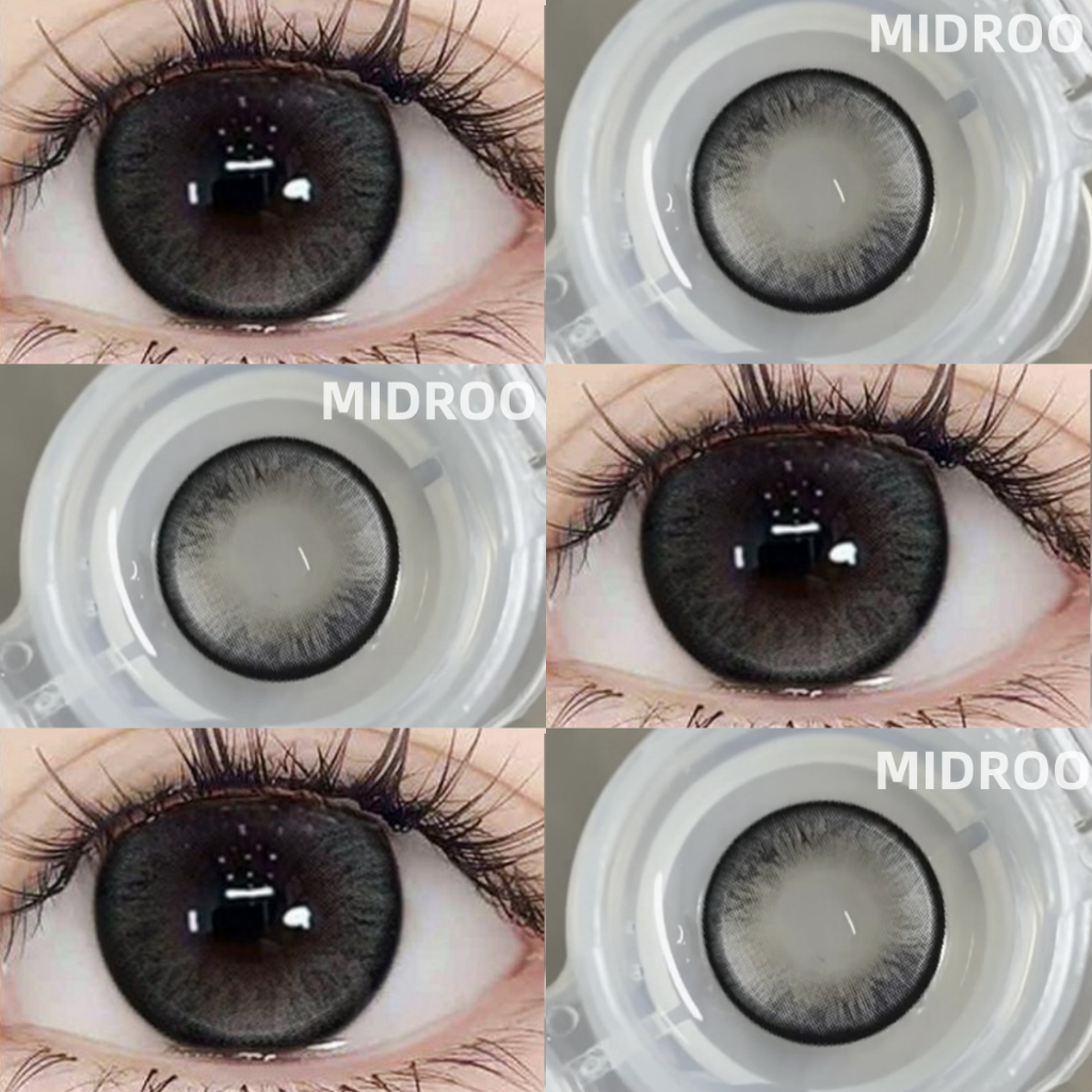 MIDROO คอนเทนต์เลนส์สีดํา 0.00-6.00 Moon Grey เลนส์บิ๊กอาย-14.5mm รายเดือน จัดส่งตลอด 24ชั่วโมง เหมาะกับหน้าสด