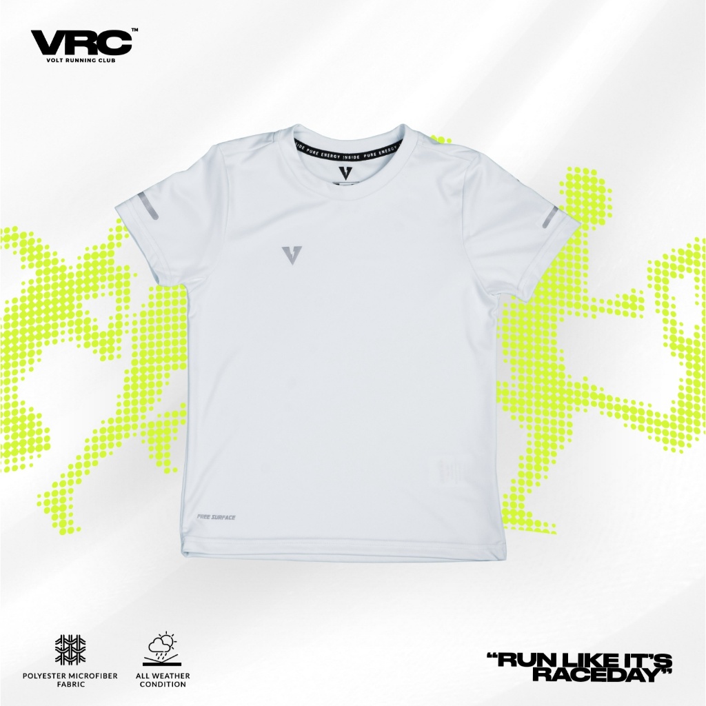 VOLT เสื้อวิ่ง เสื้อออกกำลังกาย ELECTRON 003 RUNNING ACADEMY สีขาว ผ้าเบา แห้งไว (Running Top)
