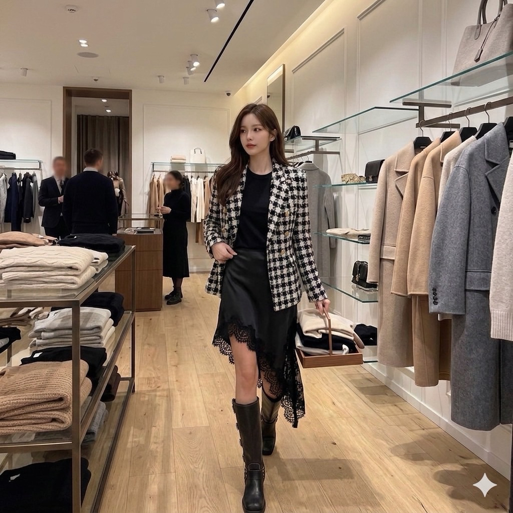CC : Blazer เบลเซอร์ คอปก แขนยาว ผ้าทวิต ลายชิโนริ กระดุม ทอง เสื้อคลุม วินเทจ แมทง่าย กางเกง กระโปรง ต้องมีน้าา… 🎠🎠