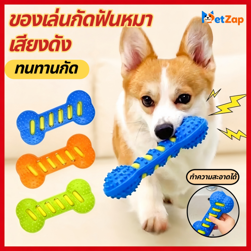 【PetZap】 พร้อมส่ง COD ของเล่นสุนัข กระดูกของเล่น บีบมีเสียง ของเล่นขัดฟัน ยางกัด TPR ทนทาน สำหรับสุนัขพันธุ์ใหญ่ ดี