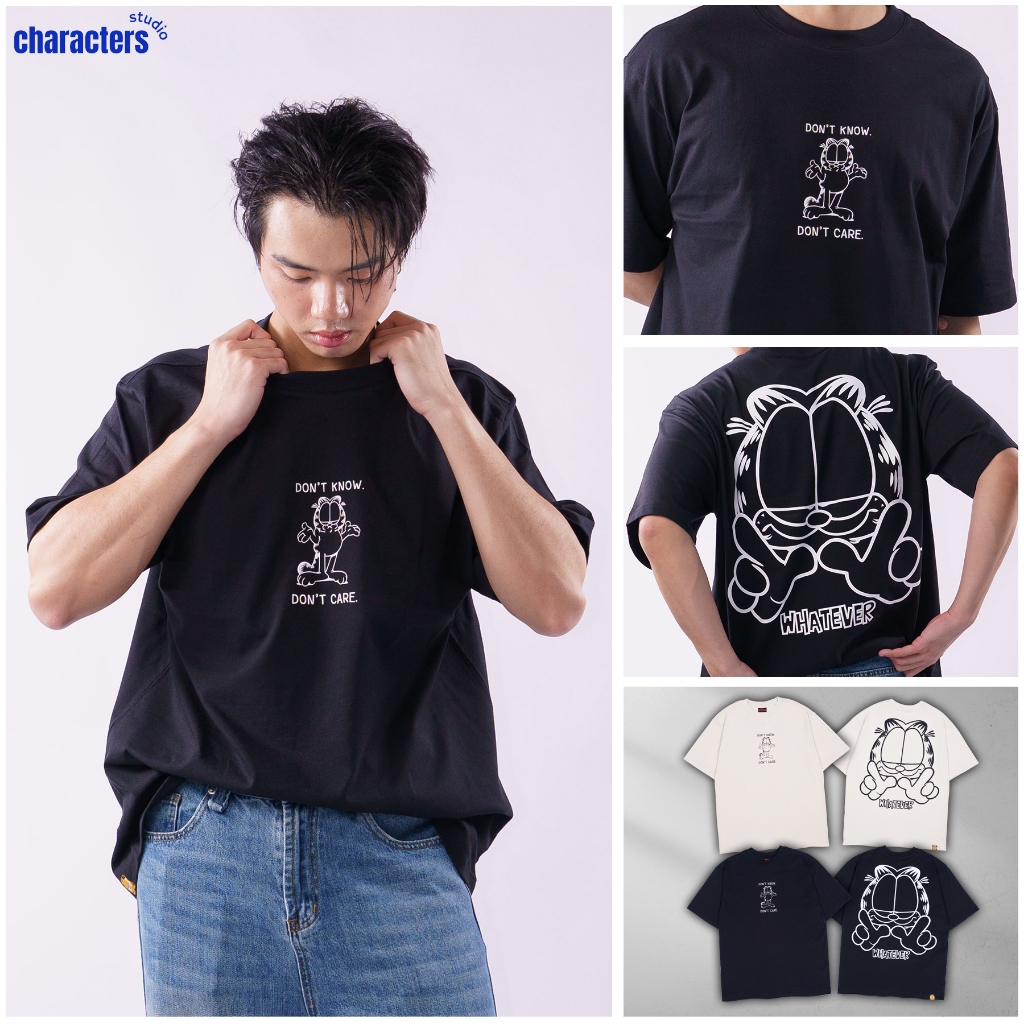[NEW] Garfield เสื้อยืดผู้ใหญ่โอเวอร์ไซส์ ลายการ์ฟิลด์ whatever ผ้าCotton 100% สินค้าลิขสิทธิ์แท้ Characters Studio