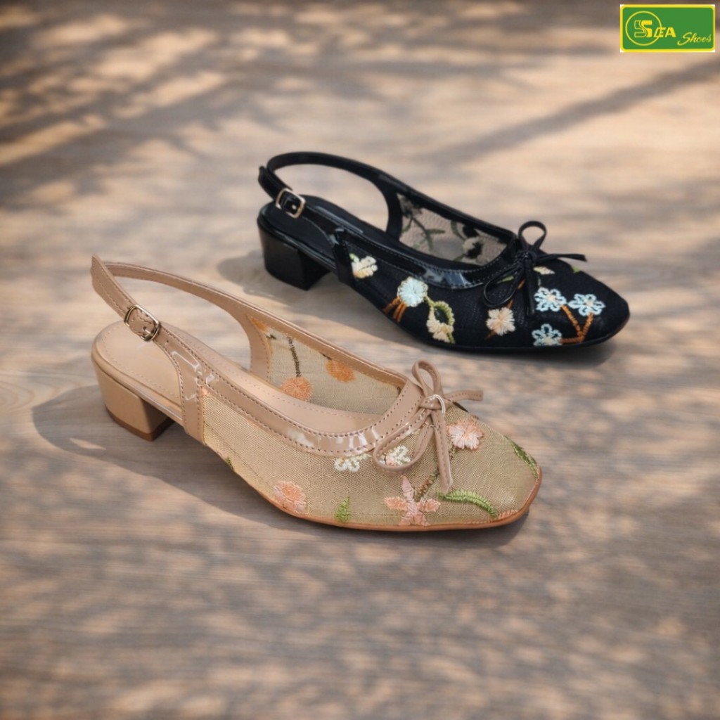SEA Shoes (ซีชูส์) 9616-016 รองเท้ารัดส้นเตี้ย ปิดหัวเปิดส้น แฟชั่นผู้หญิง ใส่ทำงาน