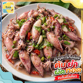 หมึกกะตอยต้ม หมึกสดต้มใหม่ นุ่ม ไม่เค็ม ของฝากจากบ้านเพระยอง