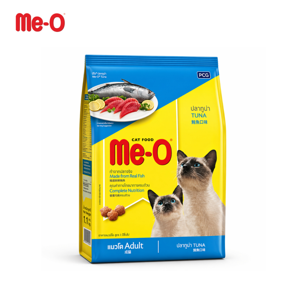 Me-O อาหารแมวโต ปลาทูน่า 1.2kg บำรุงสุขภาพ ขนสวย รสชาติอร่อยสำหรับแมวทุกวัย Petus Kingkaew