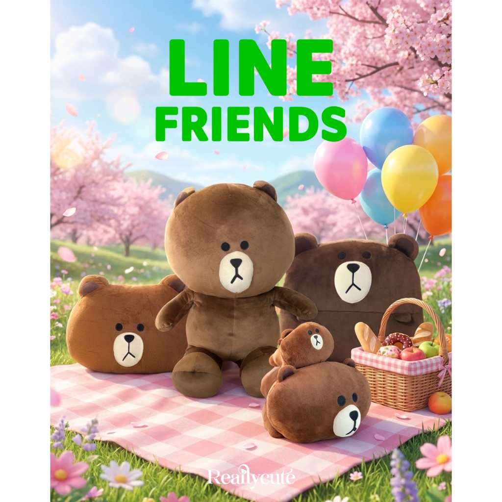 ตุ๊กตาหมีบราวน์ Line Friends Brown หมอนซุกมือ หมอนผ้าห่ม หมอนรองคอ ของเล่น ของขวัญ