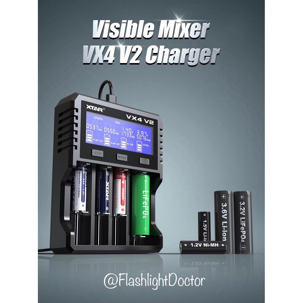 เครื่องชาร์จพกพา XTAR VX4 V2 Universal Smart Charger&Tester Visible Mixer