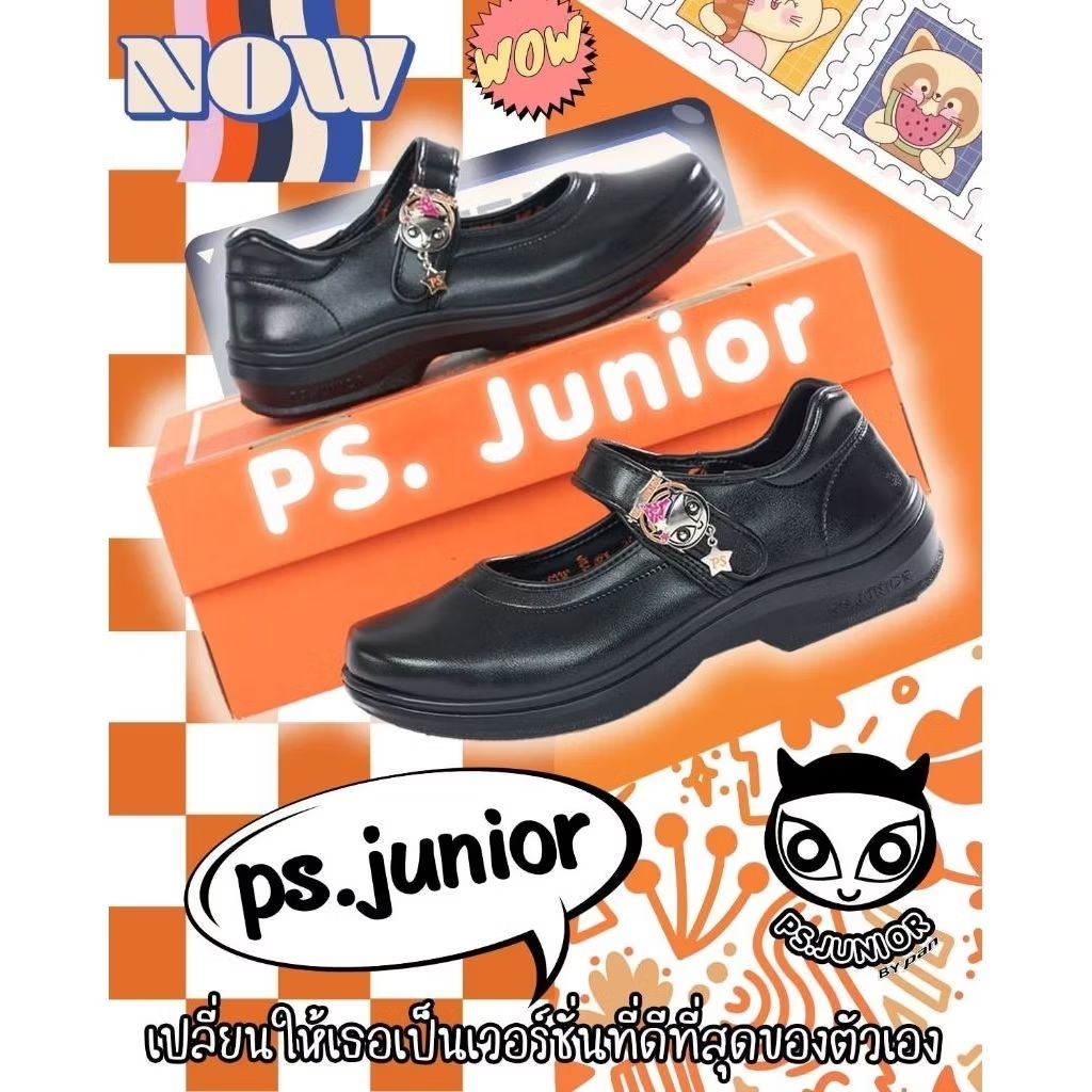 รองเท้านักเรียนPS.Junior รุ่นสวยซ่อนสูง JF-4401เบอร์34-42