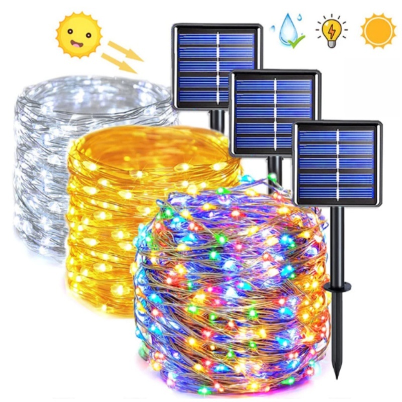 【7/12/22/32m】ไฟ สตริง led โซล่าเซลล์ กันน้ำสตริง สวนกลางแจ้ง งานแต่งงานไฟตกแต่งเทศกาล