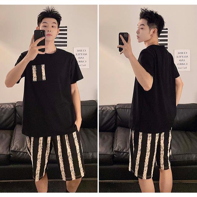 ชุดนอนผู้ชาย，เสื้อยืด+กางเกงขาสั้น，ผ้าคอตตอนทรงหลวมใส่สบาย，L~3XL,50~100KG ราคา ถูกที่สุด ดีลบีเคเค แกลเลอรีภาพที่ 7