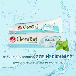 Dok bua ku herbal toothpaste 180g.*2 หลอด ดอกบัวคู่ ยาสีฟันสมุนไพร สูตร fresh & cool