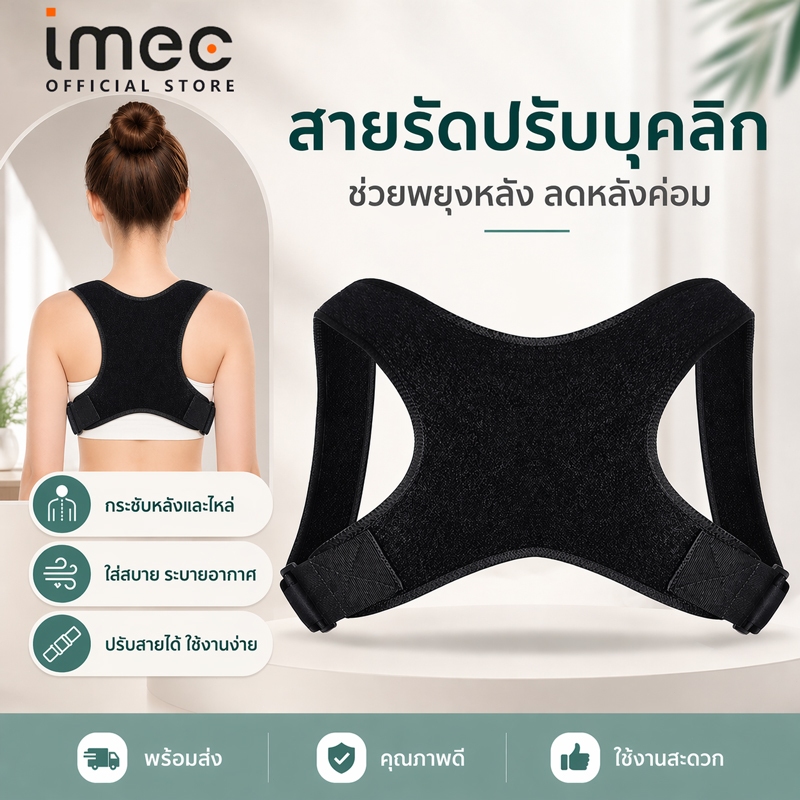 【พร้อมส่ง】IMEC สายรัดหลังตรง ปรับบุคลิก ลดหลังค่อม พยุงไหล่และหลัง ใส่สบาย ระบายอากาศได้ ใช้งานง่าย สายยืดหลัง