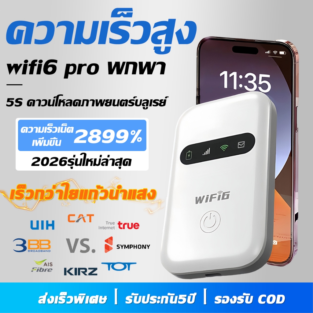 [รับประกัน 5 ปี] ไวไฟพกพา 4G5G WIFI พกพาสะดวก รองรับทุกซิม เน็ตความเร็วสูงไม่จำกัด WiFi แบบพกพา ไวไฟ