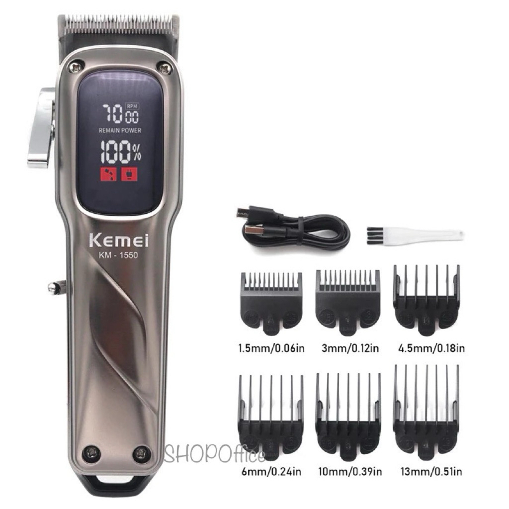 ปัตตาเลี่ยนKemei KM-1550 ตัดผมไร้สาย จอแสดงผล LED อินเทอร์เฟซ USB