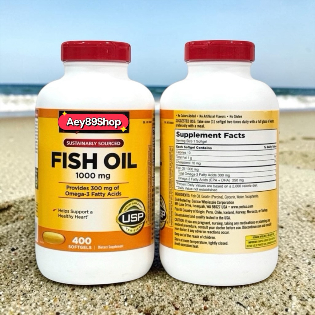 Kirkland Signature Fish Oil ขนาด 1000 mg. จำนวน 400 ซอฟต์เจล